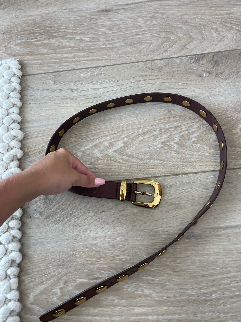 Madewell Brown Gold Studded Belt - Picture 2 of 6